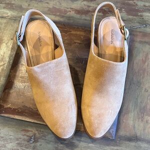 EUC Soludos Camel Suede Women's Slingback Mules